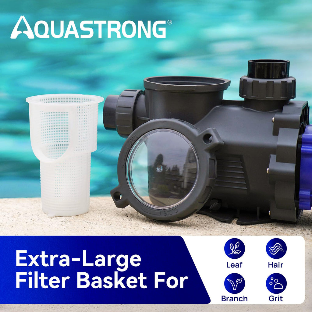 Aquastrong 3HP In/Above Ground Pool Pump with Timer, 115V, 9350GPH, High Flow, Powerful Self Primming Swimming Pool Pumps with Filter Retail $298.00