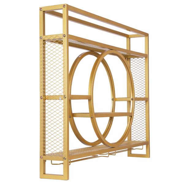 XEVALDRIC Metal Wall Mounted Wine Rack 3-Tier Bar Cabinet Retail $129.00