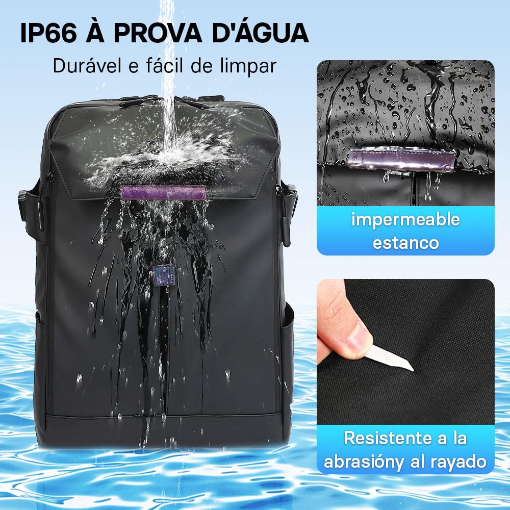 Mens Black Leather Multipurpose Backpack - Waterproof  Reflective Retail $39.00