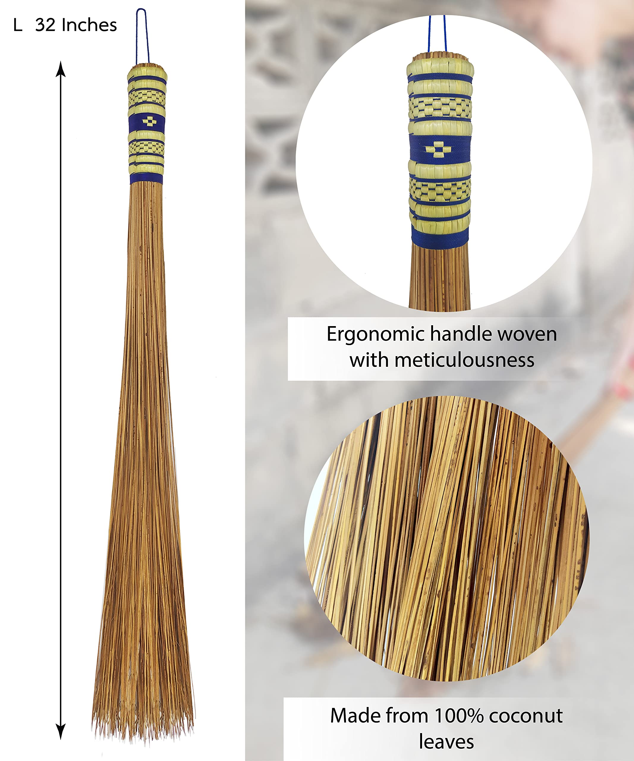 AW BROOMS 32in Natural Coconut Leaf Broom