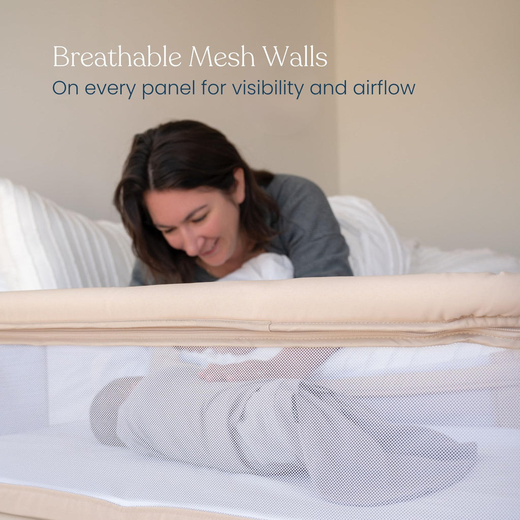 HALO BassiNest 2-in-1 Baby Bedside Bassinet with Zip-Down Side Panel - Oat