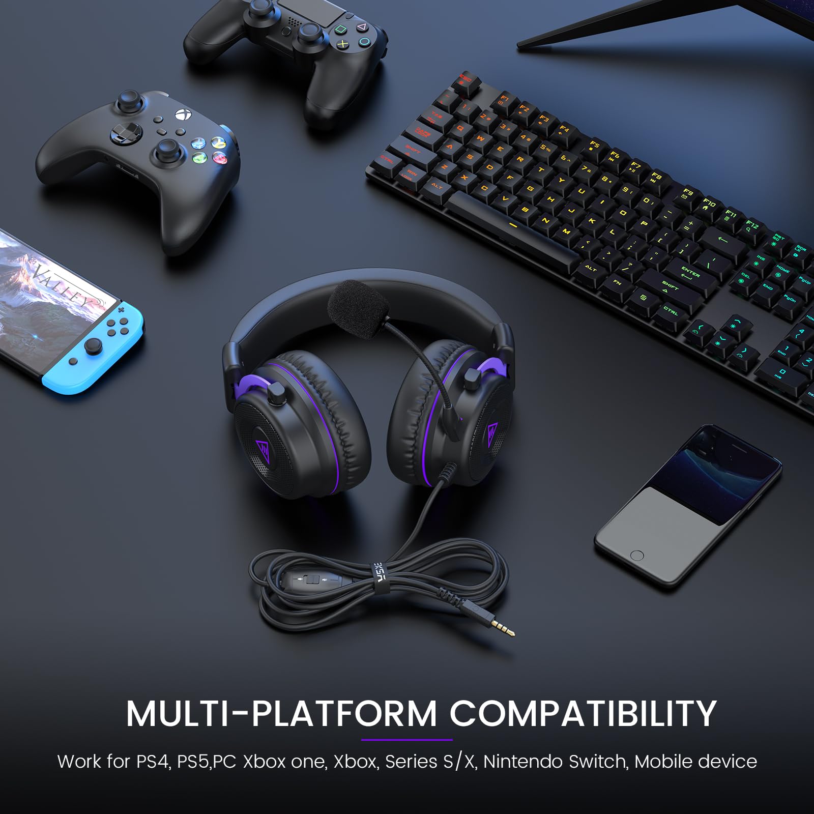 New Open-Box EKSA E900 Wired Detachable Noise-Canceling Mic 3D Surround Sound Gaming Headset Retail $33.00