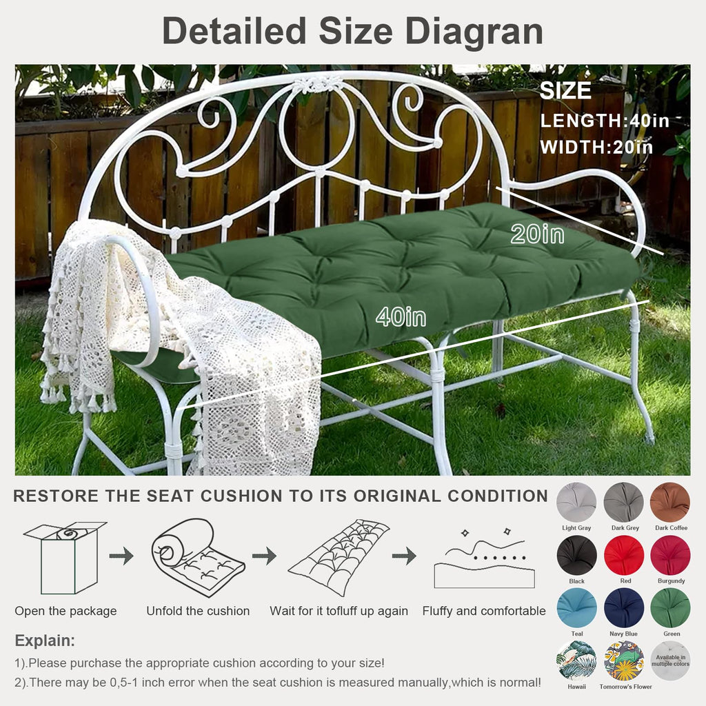 Open-Box New Yefound Waterproof Tufted 40 x 20 Bench Cushion Dark Grey Retail $30.00