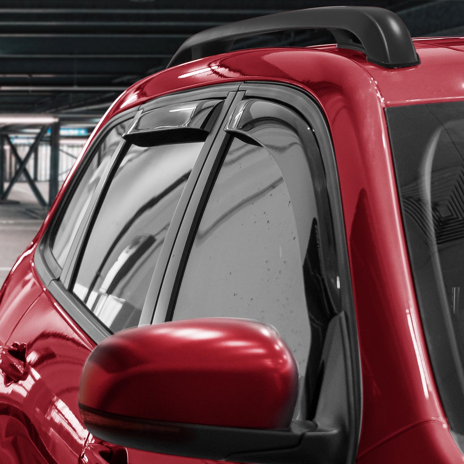 Extra Durable Polycarbonate In-Channel Rain Guards for Jeep Cherokee 2014-2023 4 Pcs