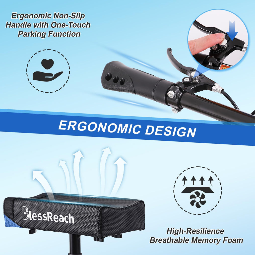 Open-Box New BlessReach Steerable Knee Scooter with 300 lbs Support - Blue Knee Walker Retail $99.00