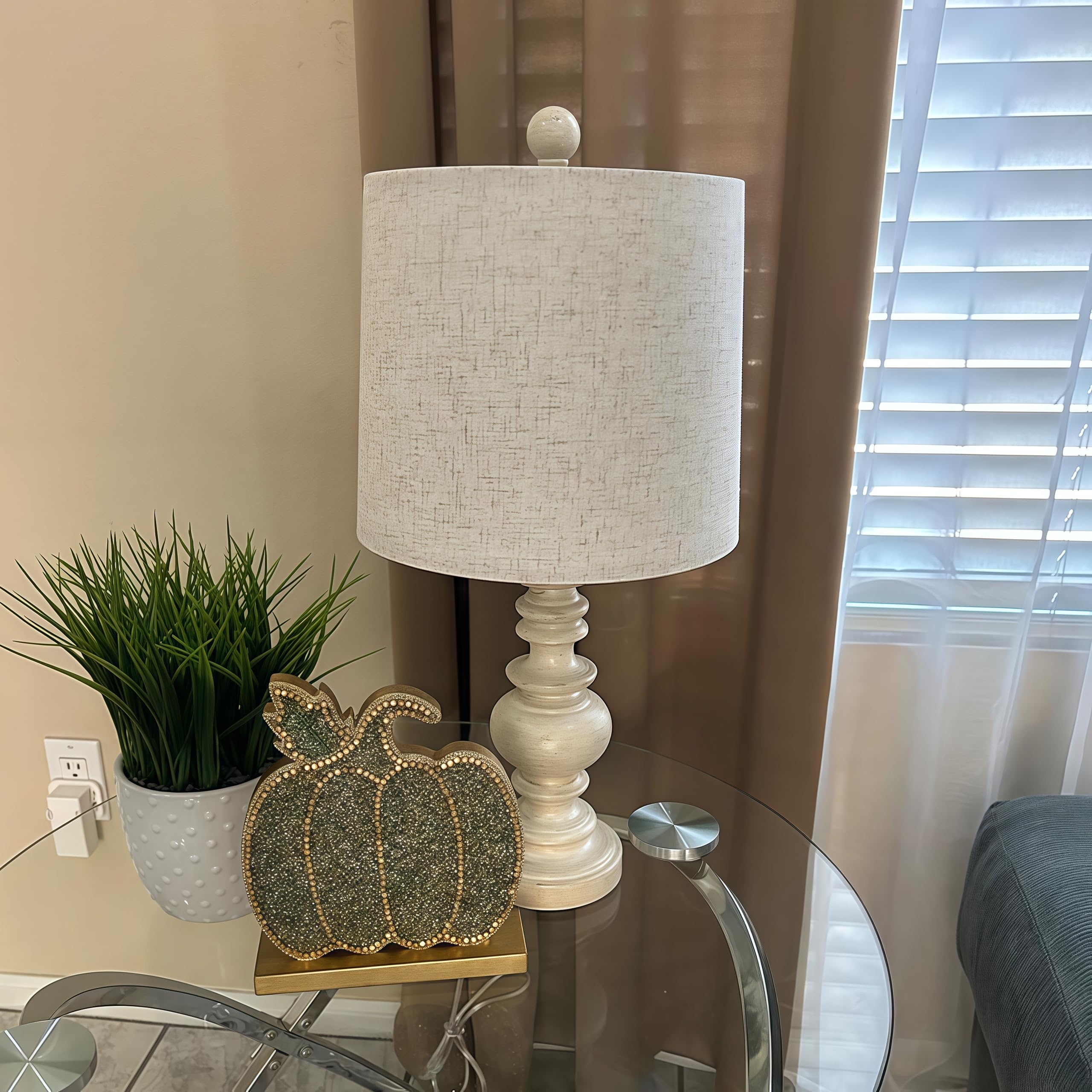 Open-Box New BOBOMOMO Tradition Rustic 20.5 Table Lamp Set of 2 with Linen Shade - Antique White.