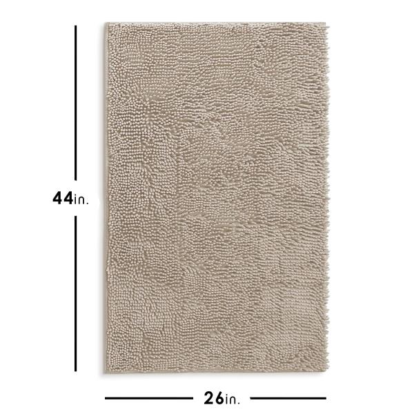 Chenille Bath Mat 26 x 44 Inches Beige Non-Slip Machine Washable