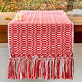 White Scarlet Red Farmhouse Woven Table Runner 104 Inch Retail $29.00