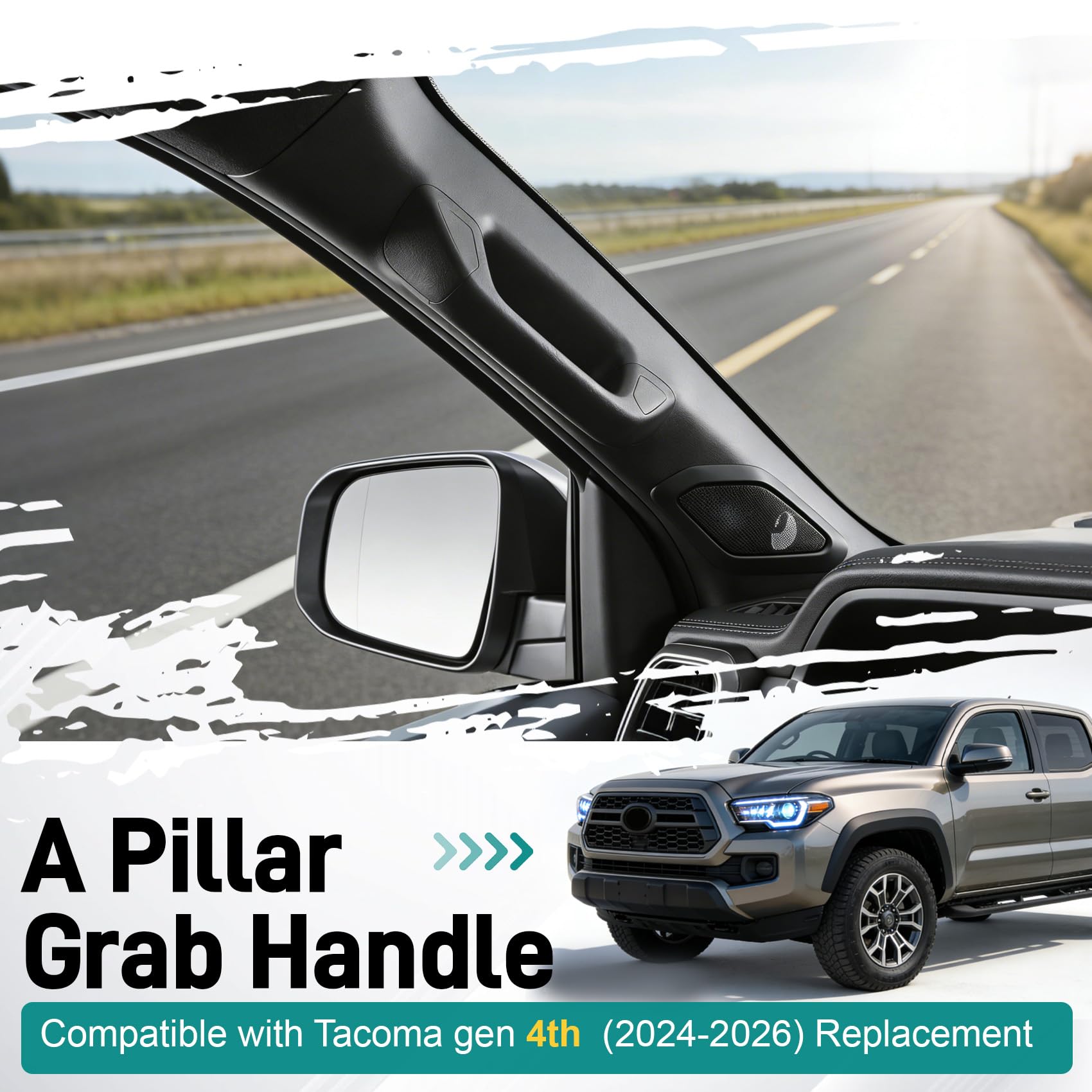 Black Driver Side A-Pillar Grab Handle for Toyota Tacoma Gen 4th 2024-2026