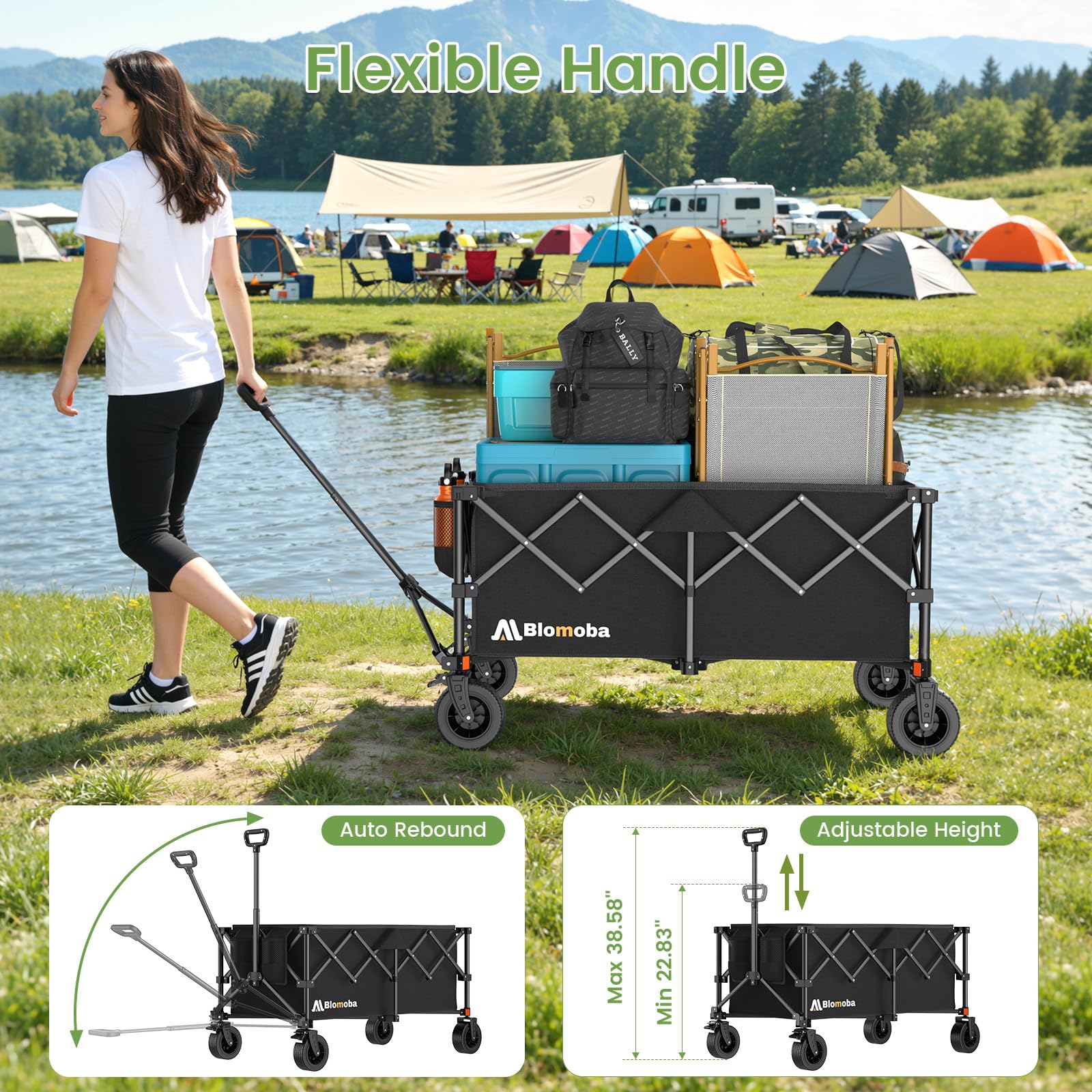 Collapsible Wagon Cart 330LBS Heavy Duty Folding Utility Cart with Wheels $59.25 Retail $79.00