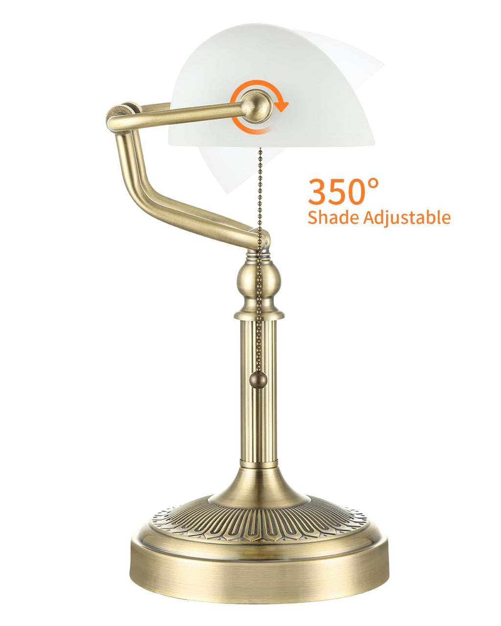 Open-Box New Newrays Glass Bankers Desk Lamp - Matted White-Green Bronze