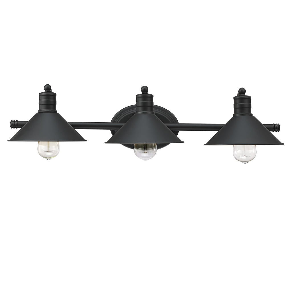 -Light Farmhouse Bathroom Vanity Wall Sconce - Black and Gold