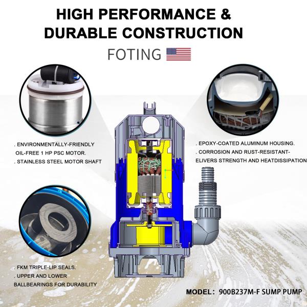 5HP 6300GPH High Flow Submersible Sump Pump 1.5 Solids Handling AutomaticManual Mode