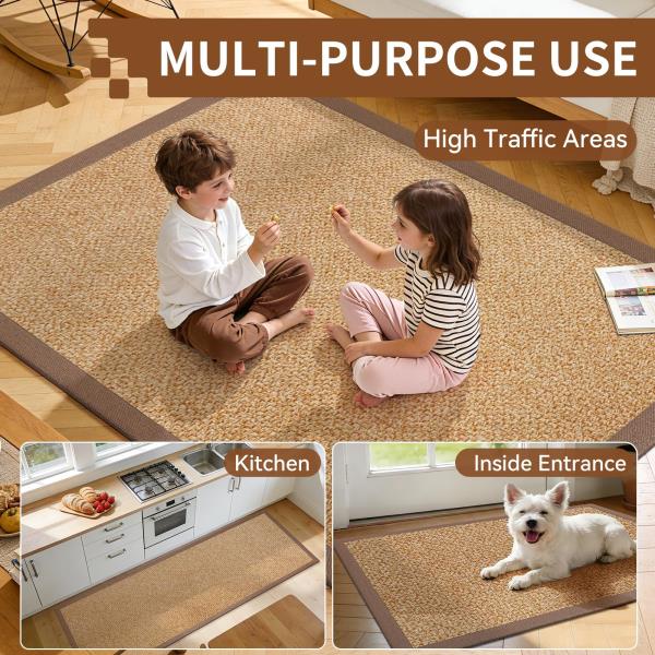 Braided Non-Slip Runner Rug Brown 3x5 ft