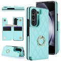 Green Samsung Galaxy Z Fold 6 Wallet Flip Case w Ring Card Holder Cash Slot  Kickstand