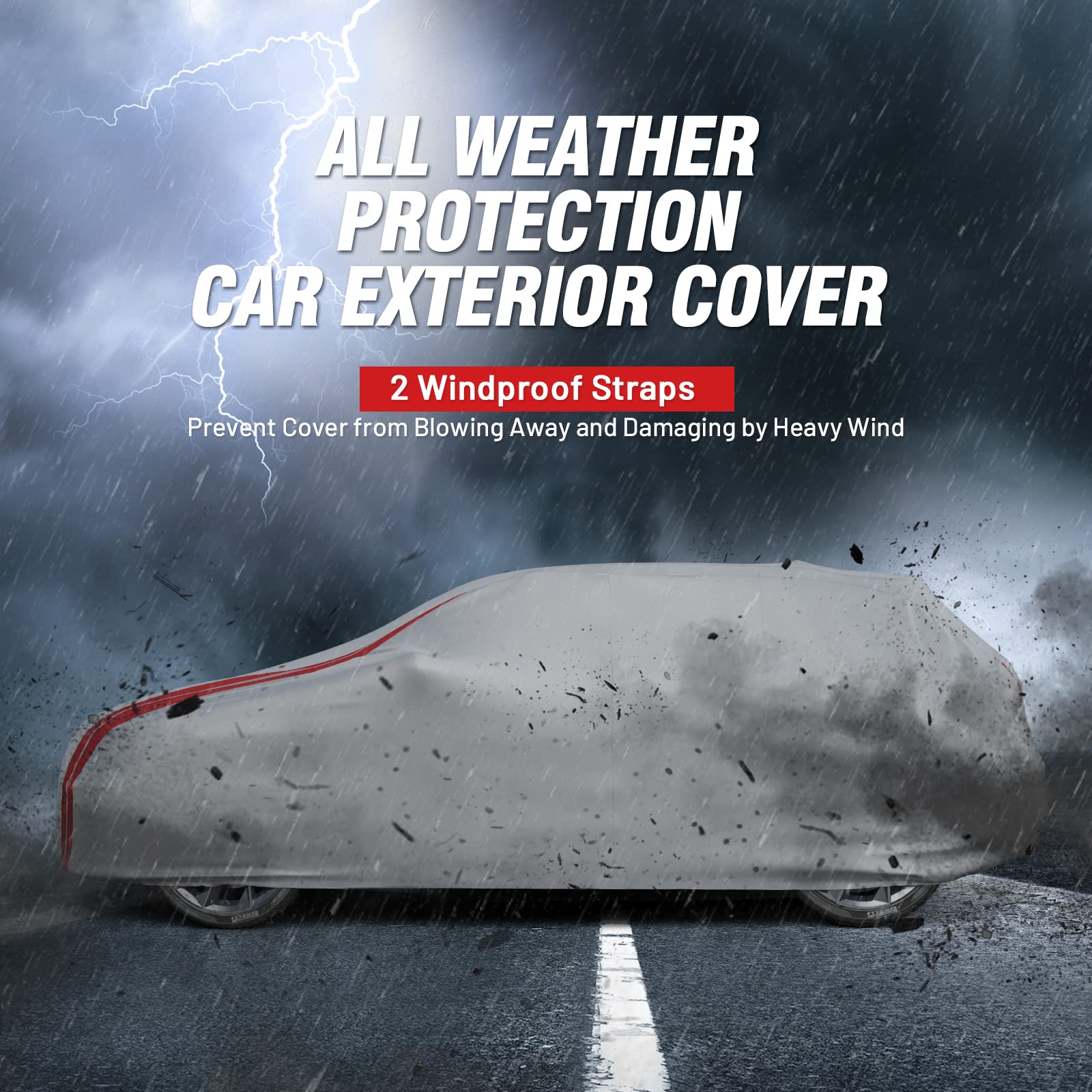 Silver Waterproof SUV Car Cover for Subaru Outback 1999-2026 All Weather with Reflective Stripe