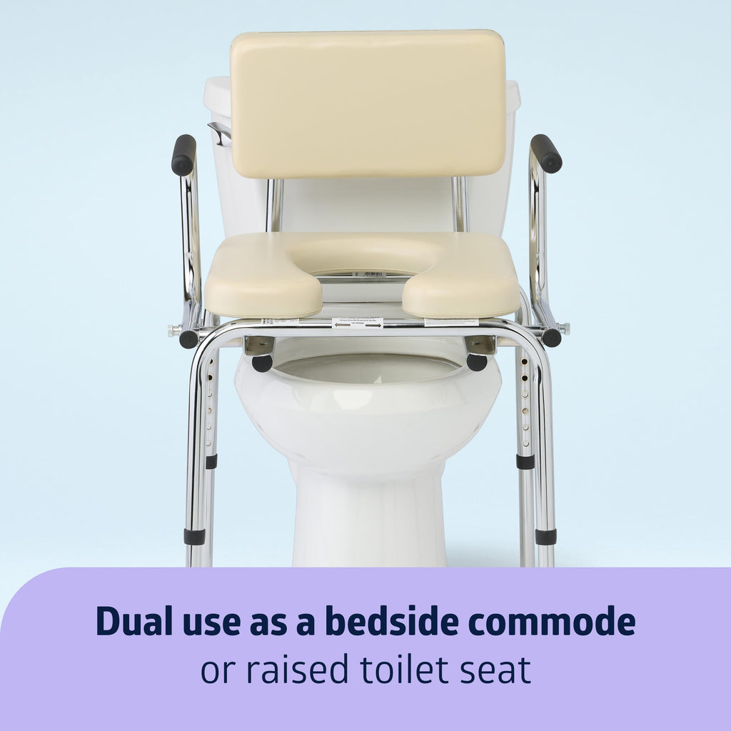 Medline Drop-Arm Bedside Commode - Padded 350 lb Capacity White