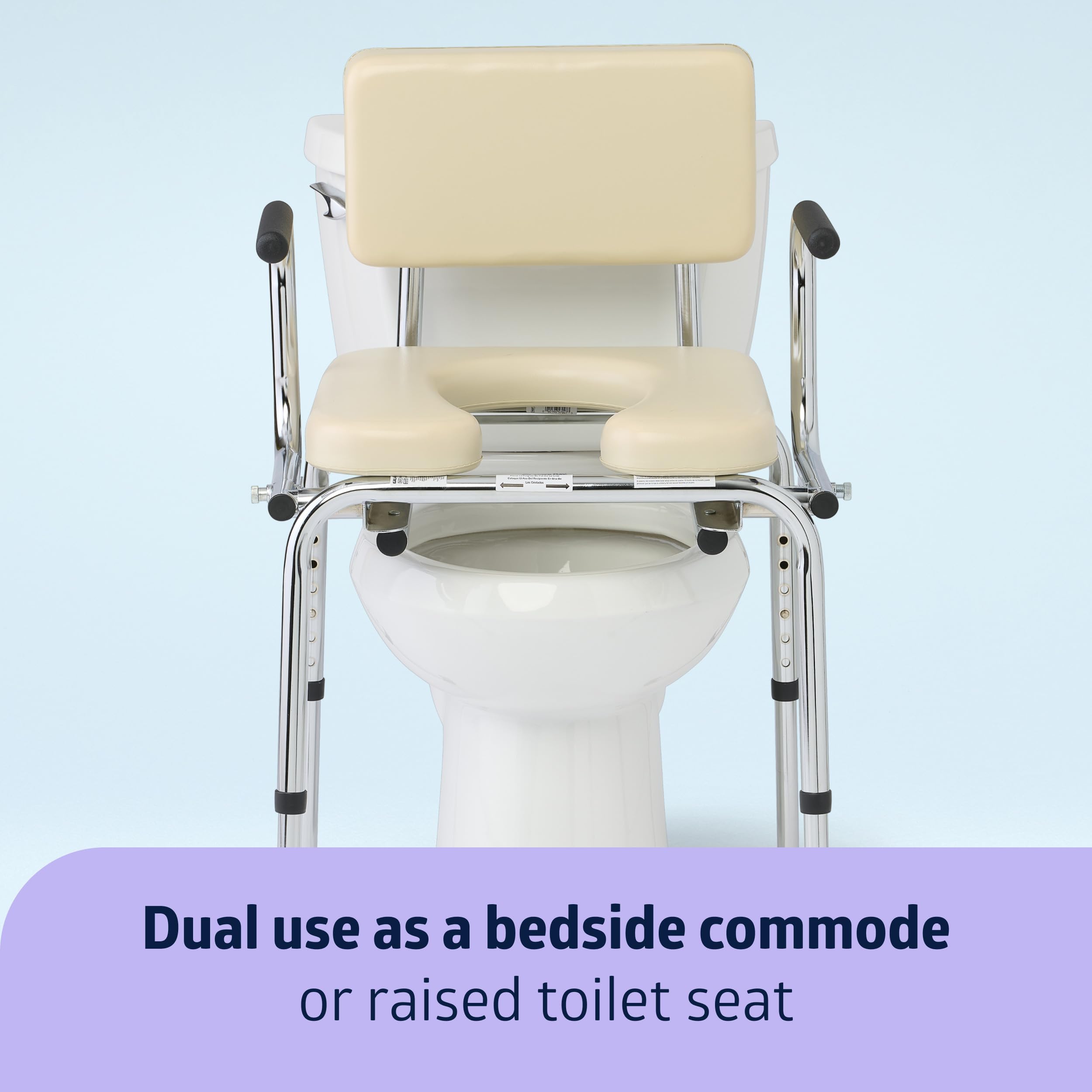 Medline Drop-Arm Bedside Commode - Padded 350 lb Capacity White