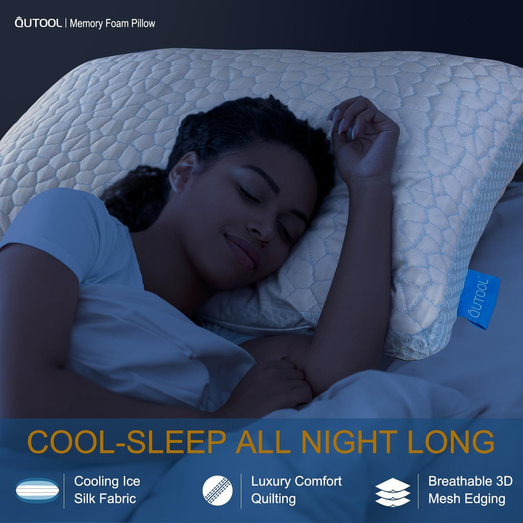 Open-Box New QUTOOL Enhanced Cooling Shredded Memory Foam Queen Pillows Set of 2