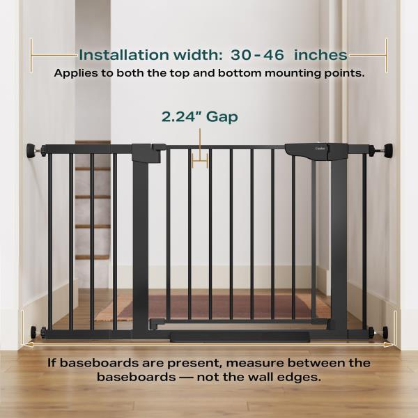 -46 Baby Gate for Stairs Auto Close Dog Gate for the House Black