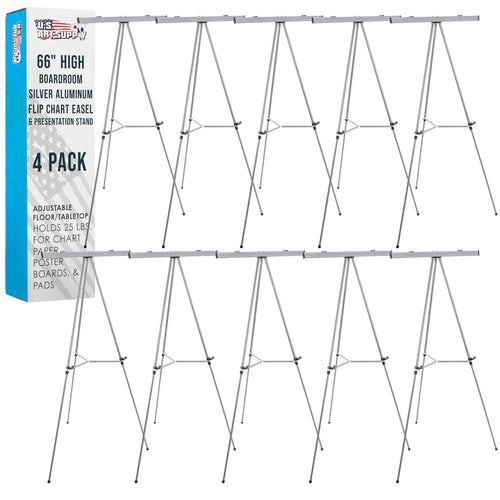 '-Pack 66 High Silver Aluminum Flip Chart Easel  Presentation Stand - Adjustable Tripod