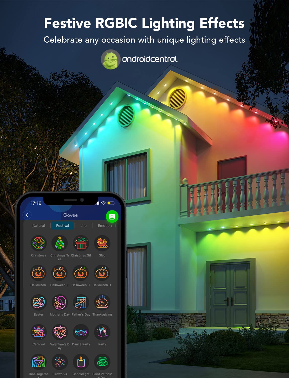 Govee RGBIC Permanent Outdoor Lights 100ft 72 LED White IP67 Waterproof