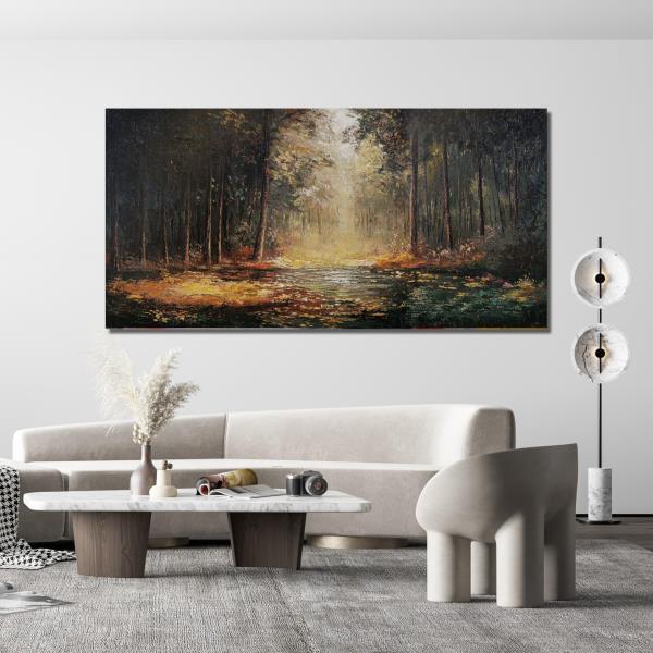 Large Canvas Wall Art Yellow Forest Landscape 29x58