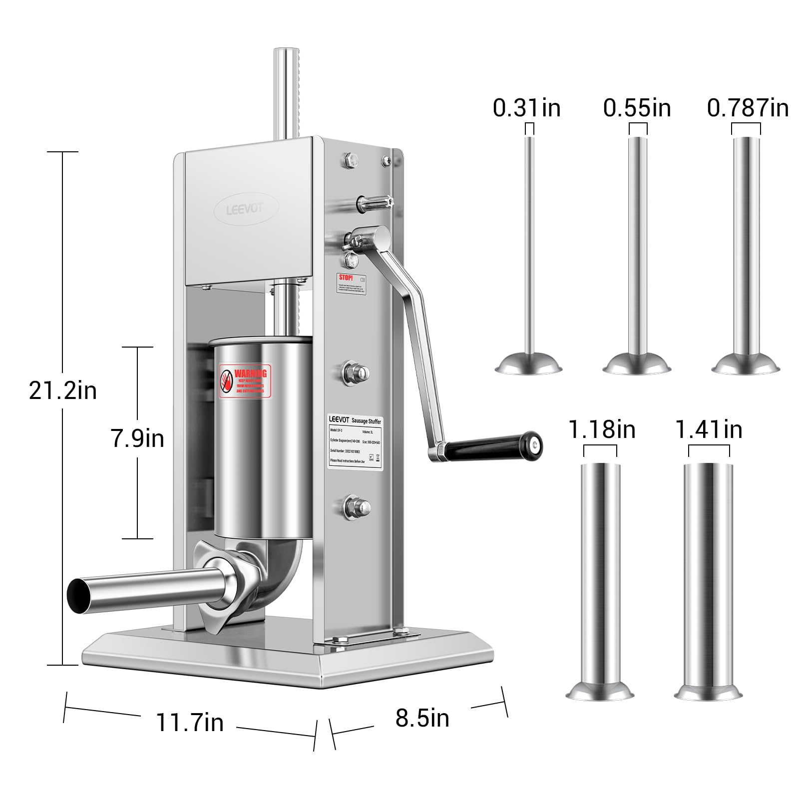 Open-Box New LEEVOT 7LBS3L Manual Sausage Stuffer - Stainless Steel 2-Speed 5 Tubes Retail $109.00