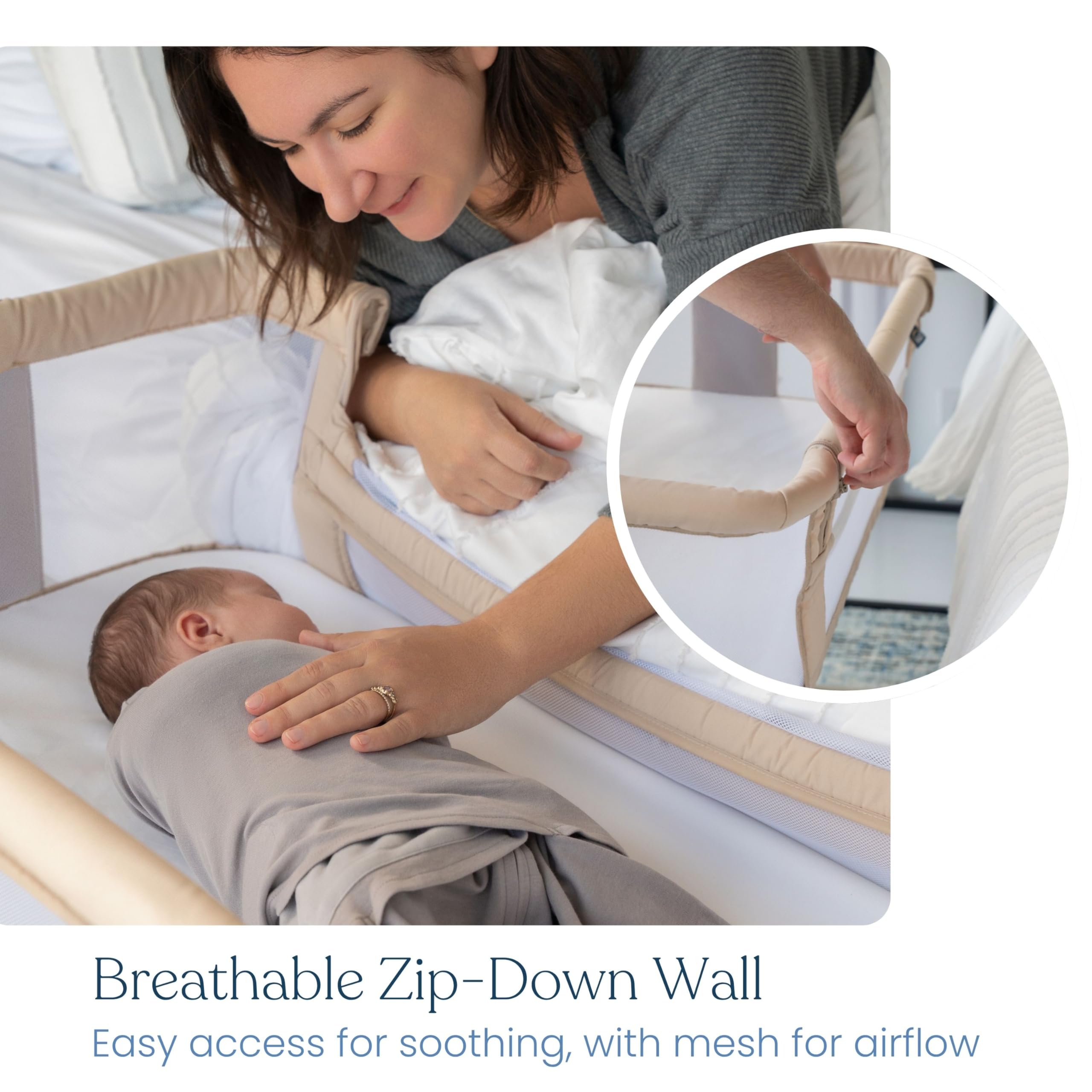 HALO BassiNest 2-in-1 Bedside  Portable Baby Sleeper Bassinet - Oat