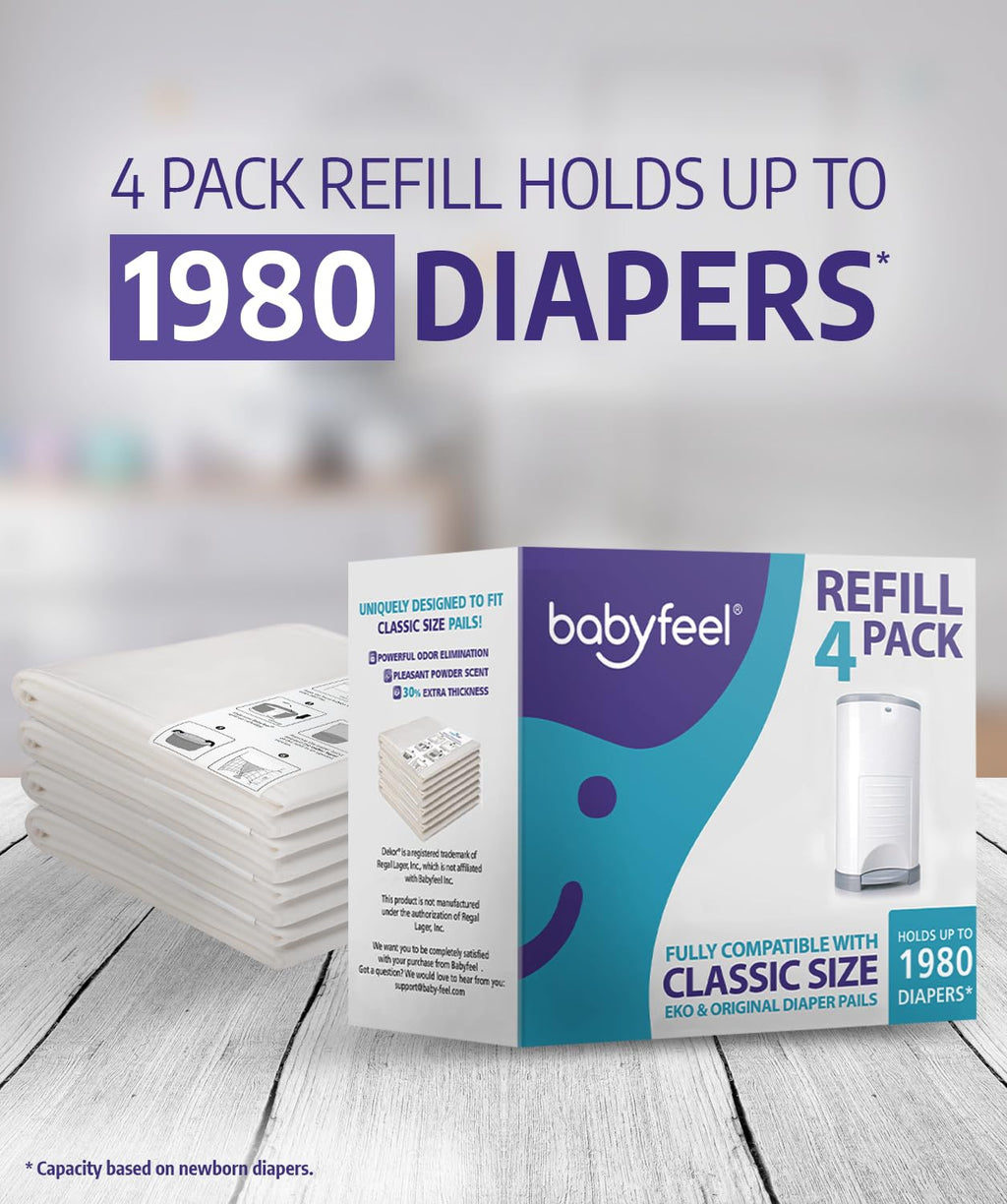Pack Diaper Pail Refills for DEKOR CLASSIC Powder Scent Odor Eliminating Extra Thick Retail $23.00