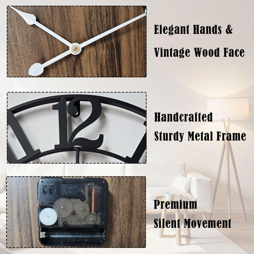 Open-Box New Tixmtry 20-Inch Silent Retro Metal - Wall Clock