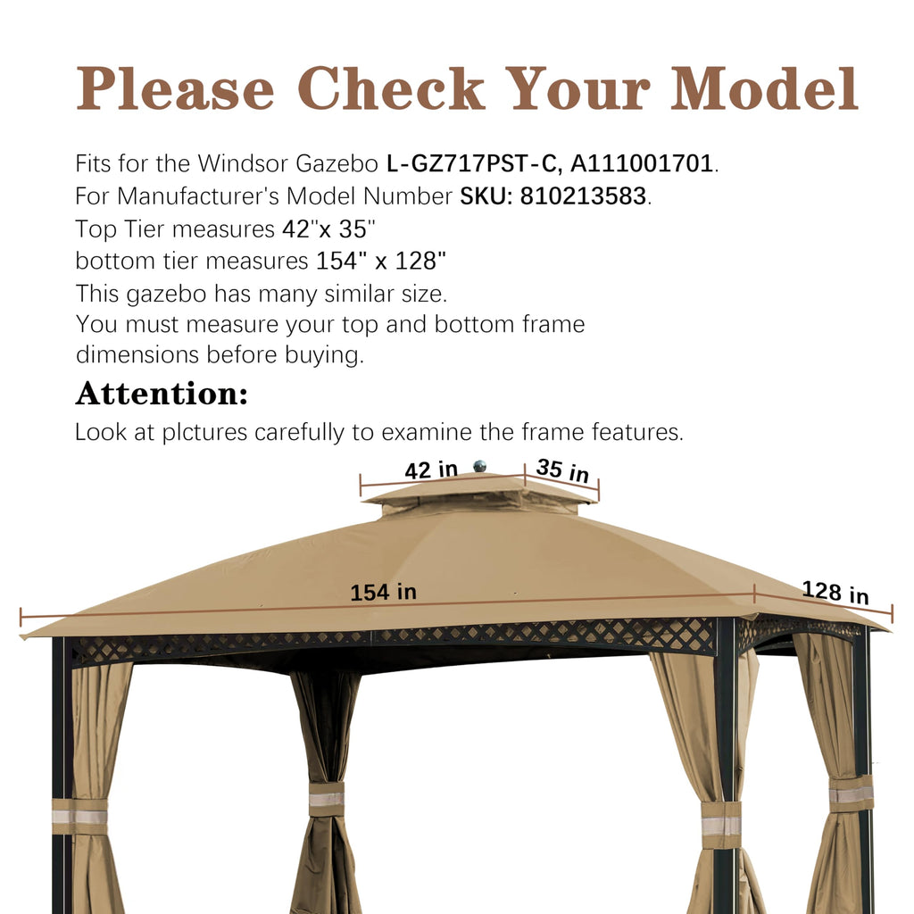 Replacement Canopy Cover for Windsor and South Hampton Gazebos Beige - $66.75