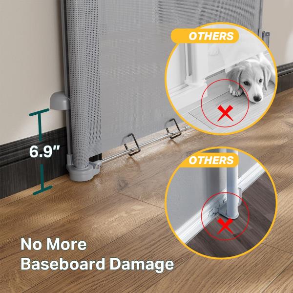 Cumbor 37-55" Retractable Baby Gates for Stairs & Doorways, Gray Retail $31.00