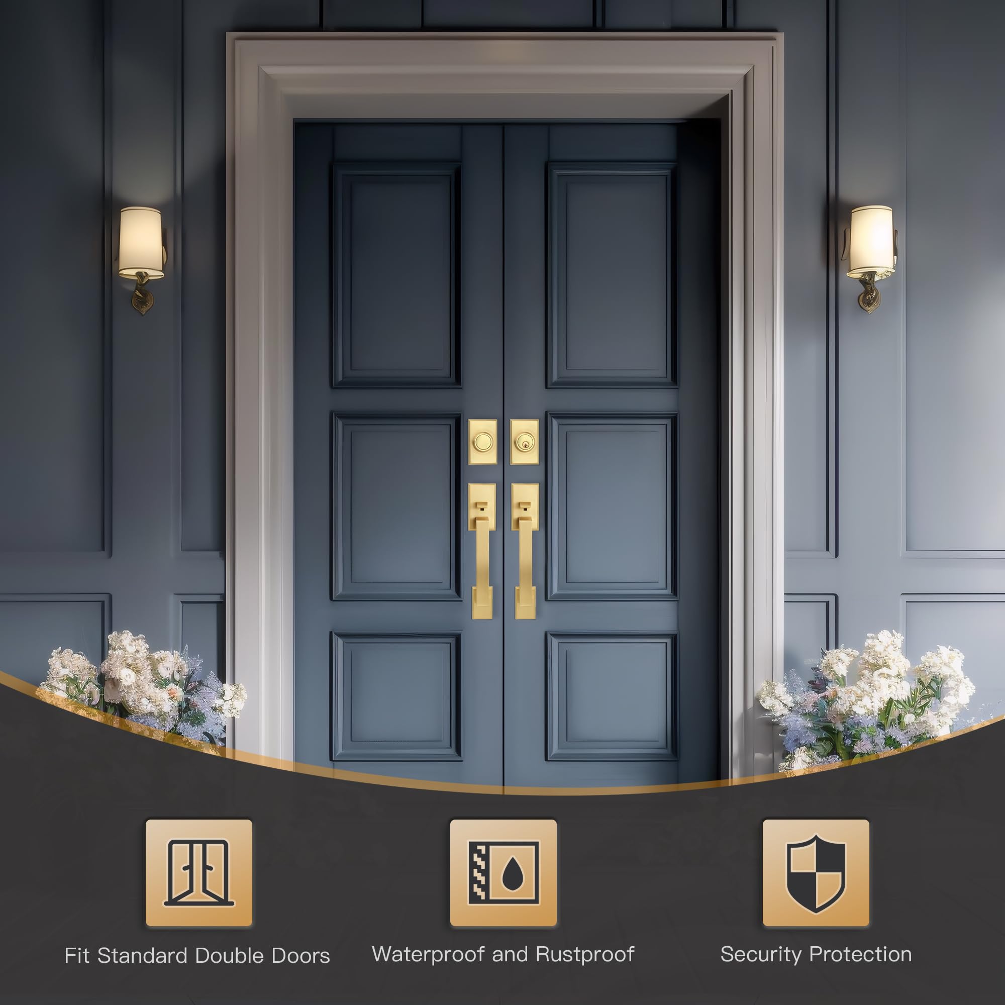Open-Box New Gaurqiah Heavy Duty Double Front Door Lock Set with Deadbolt - Satin Brass