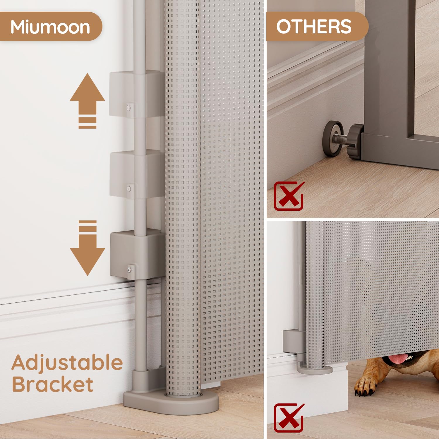 Ret retractable Baby Dog Safety Gate 59 Wide One-Hand Operation Gray