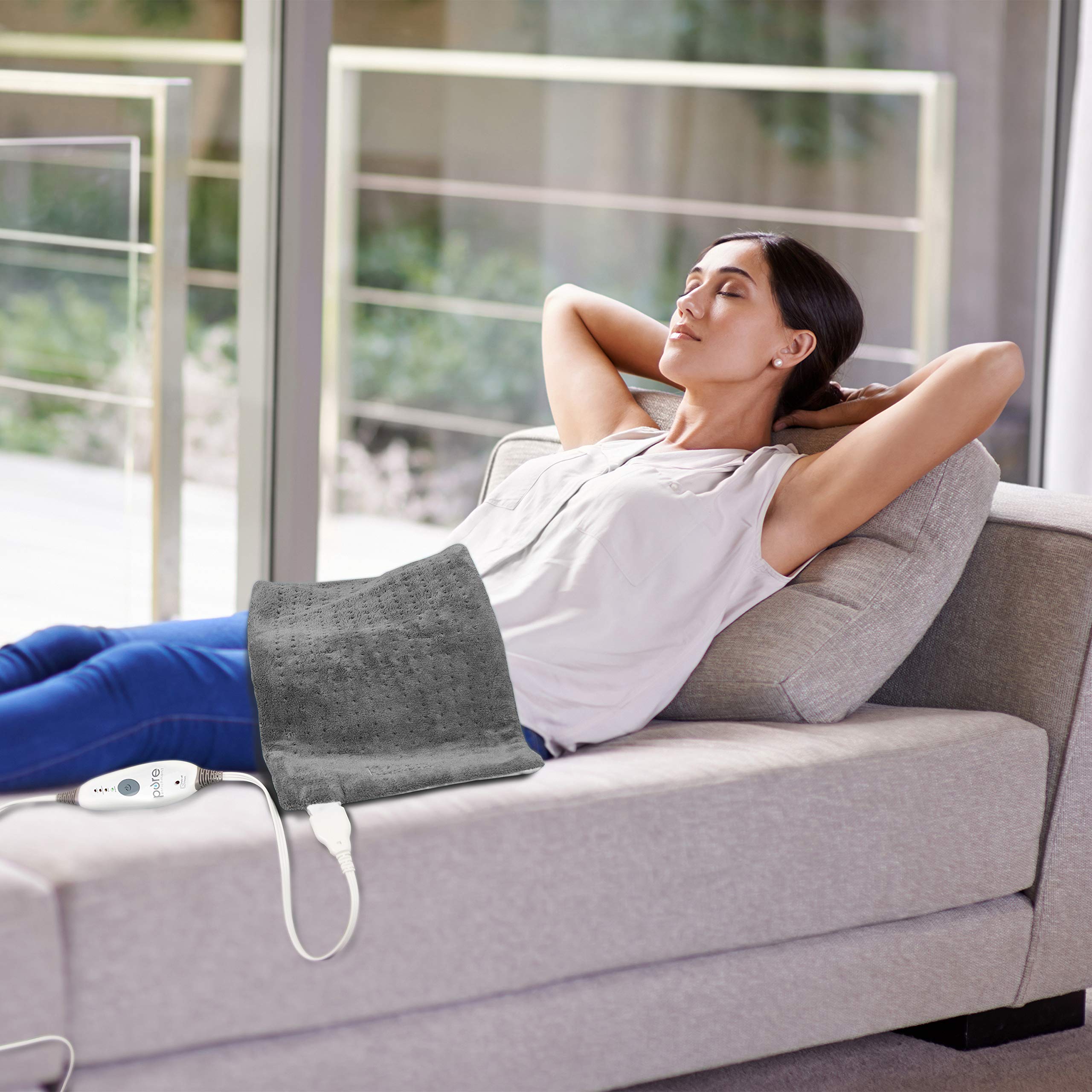 PureRelief Deluxe Heating Pad 12 x 24 4 InstaHeat Settings Gray