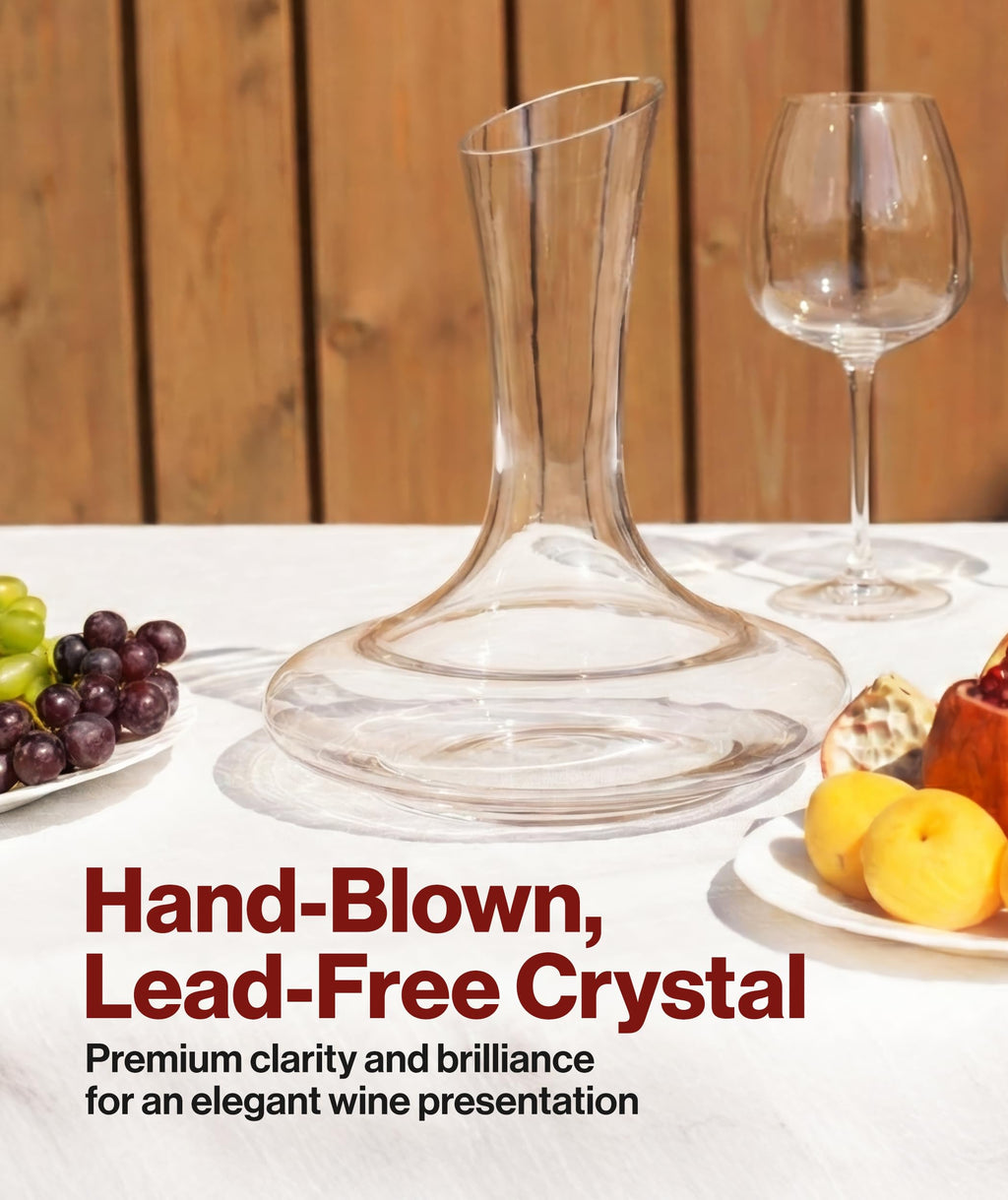Hand-Blown Lead-Free Crystal Wine Decanter with Aerator 750ml Clear