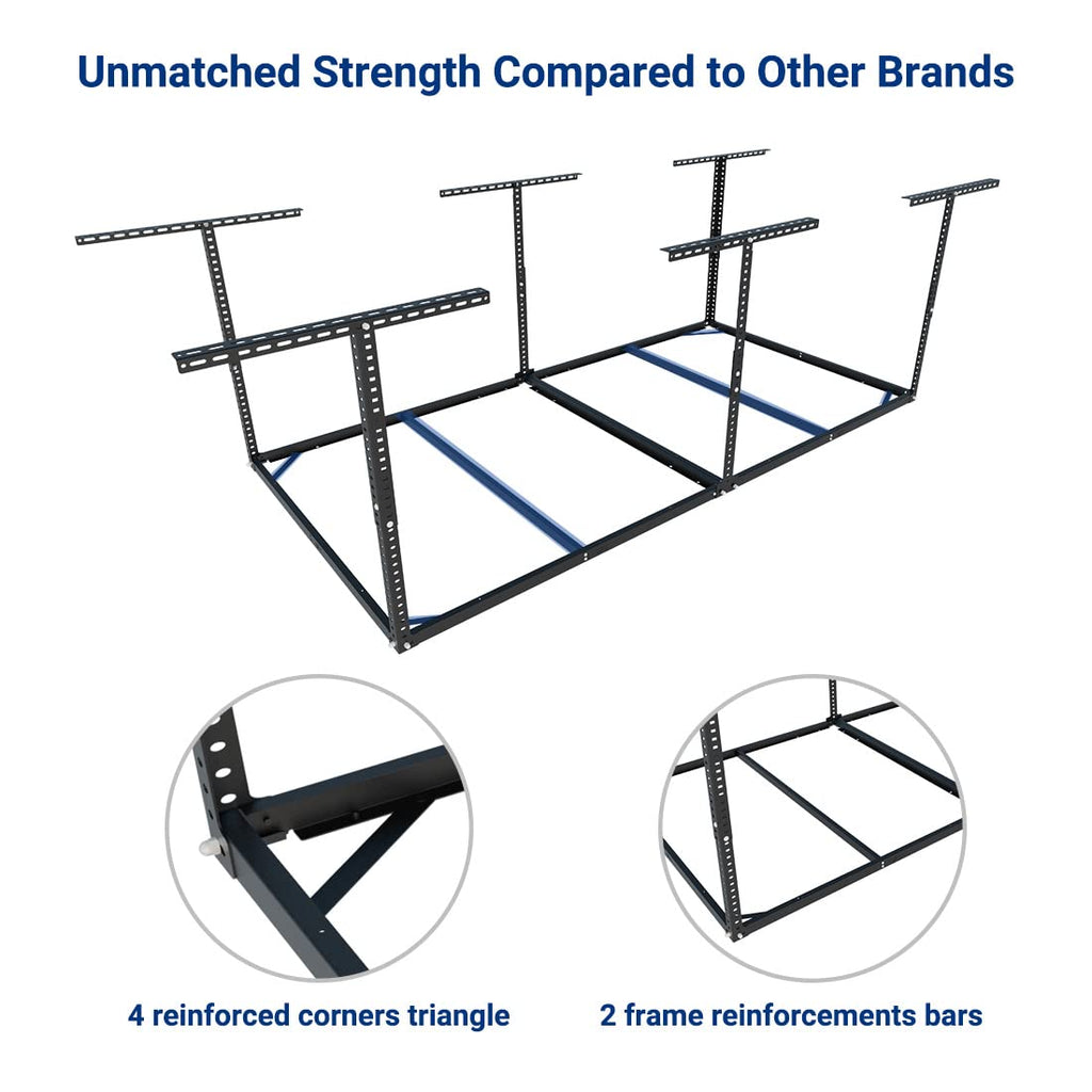 x8 Overhead Garage Storage Rack Ceiling-Mounted 600lbs Capacity Black - $78.00