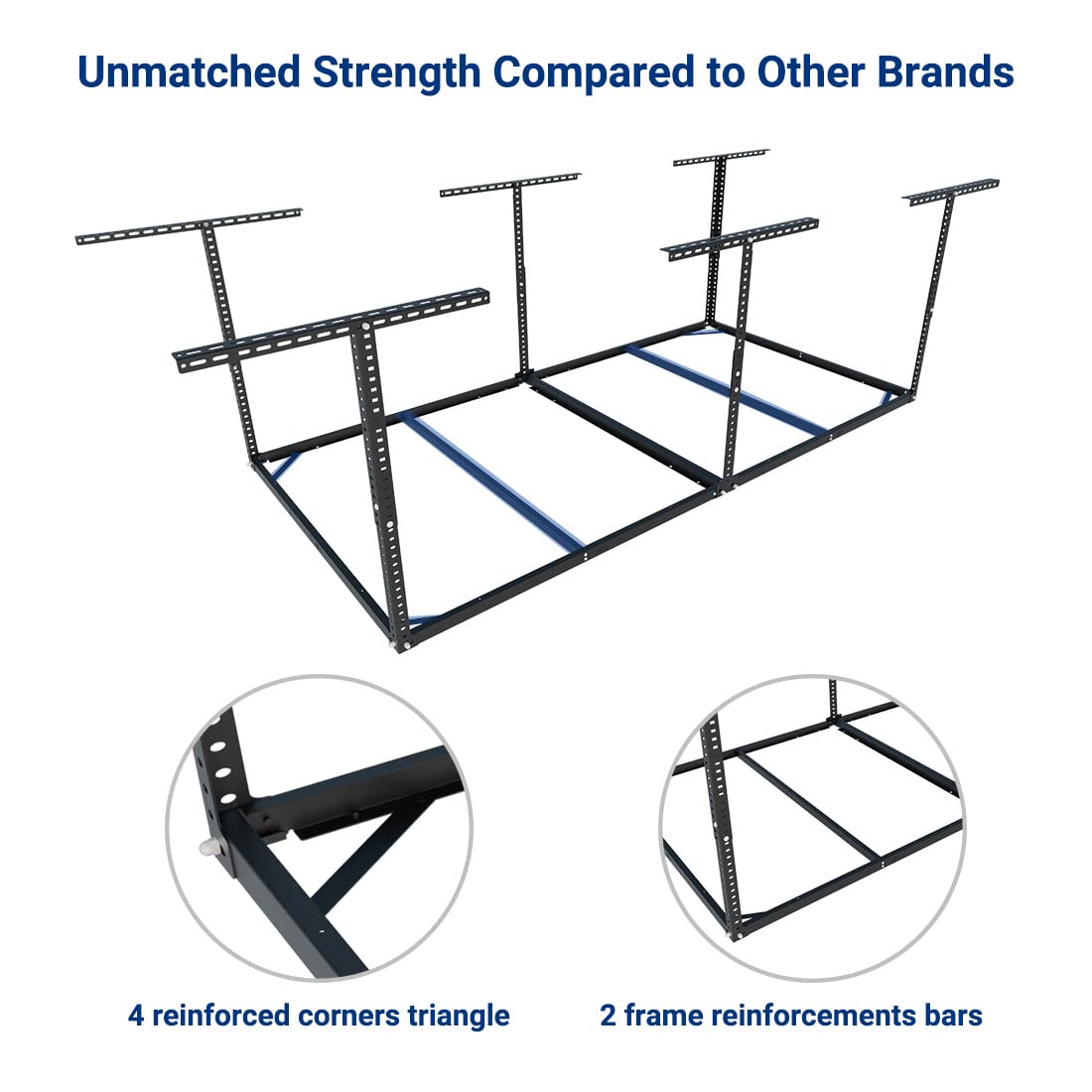 x8 Overhead Garage Storage Rack Ceiling-Mounted 600lbs Capacity Black - $78.00