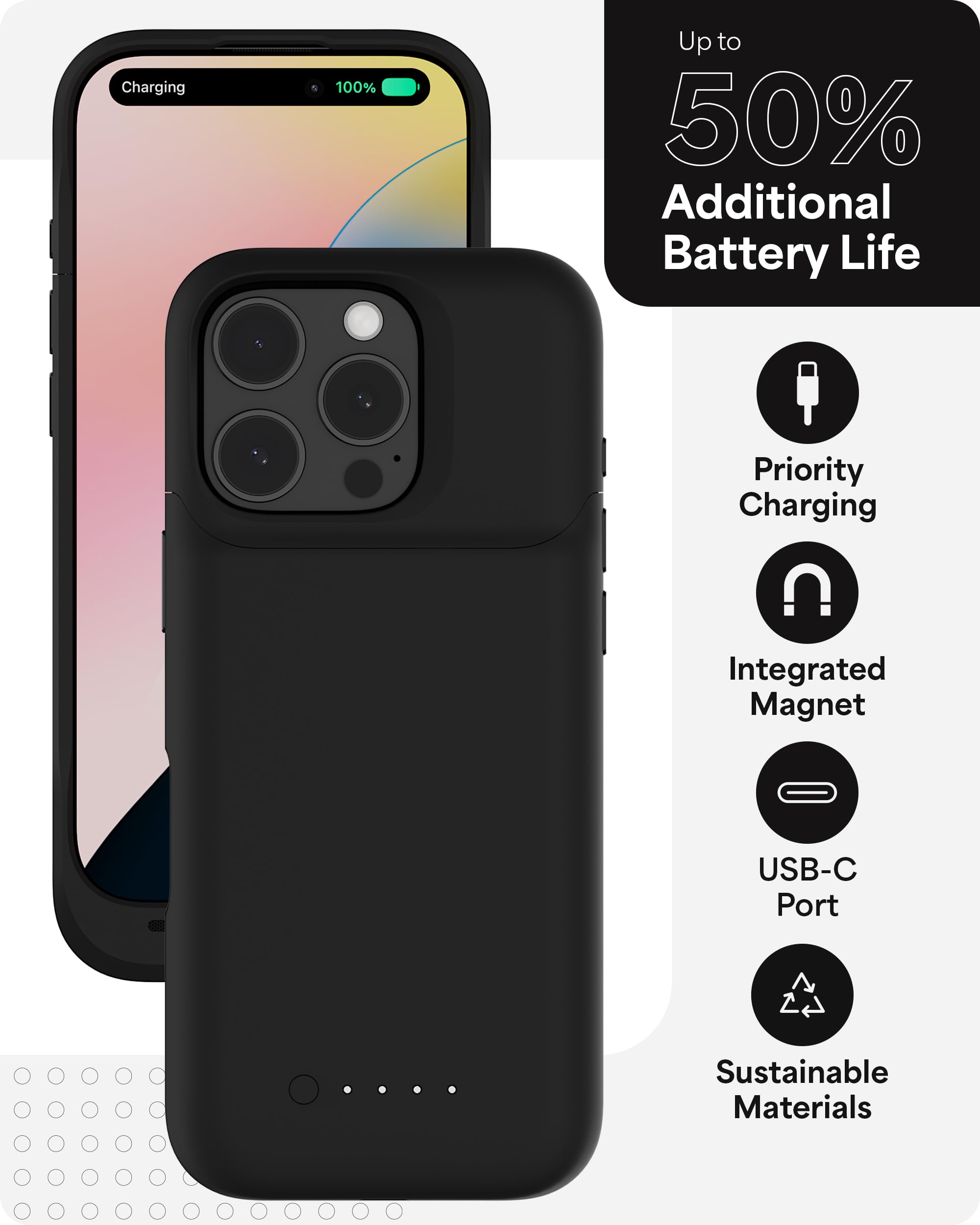 Mophie Juice Pack Battery Case for iPhone 16 Pro - Slim Magnetic Black