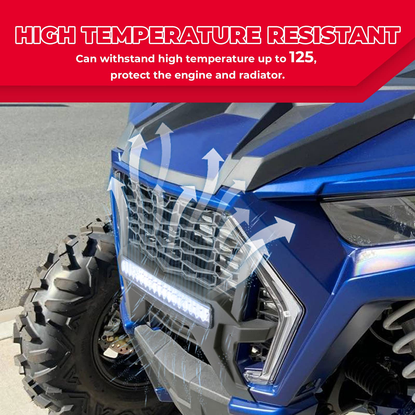 Black Waterproof UTV Front Grill Mesh with LED Light Bar for Polaris RZR XP 1000 2019-2023