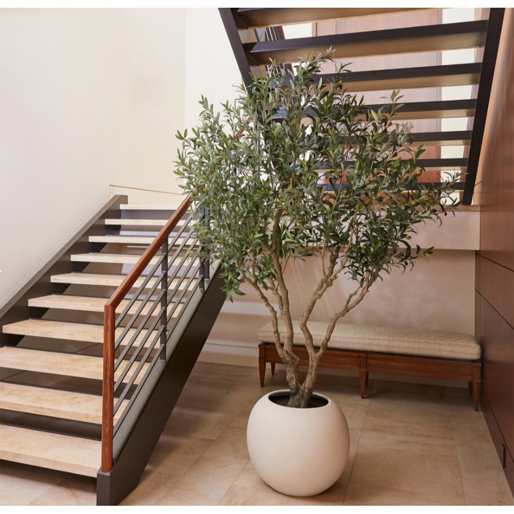Artificial Olive Tree 95.5 Inch Tall Green with White Pot