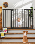 Adjustable Metal Baby Gate 29.7-48in Wide Auto-Close Dual-Lock Black