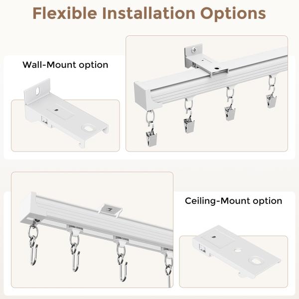 Ceiling Curtain Track White 12-15 ft Heavy Duty Ceiling/Wall Mount Rail Retail $66.00