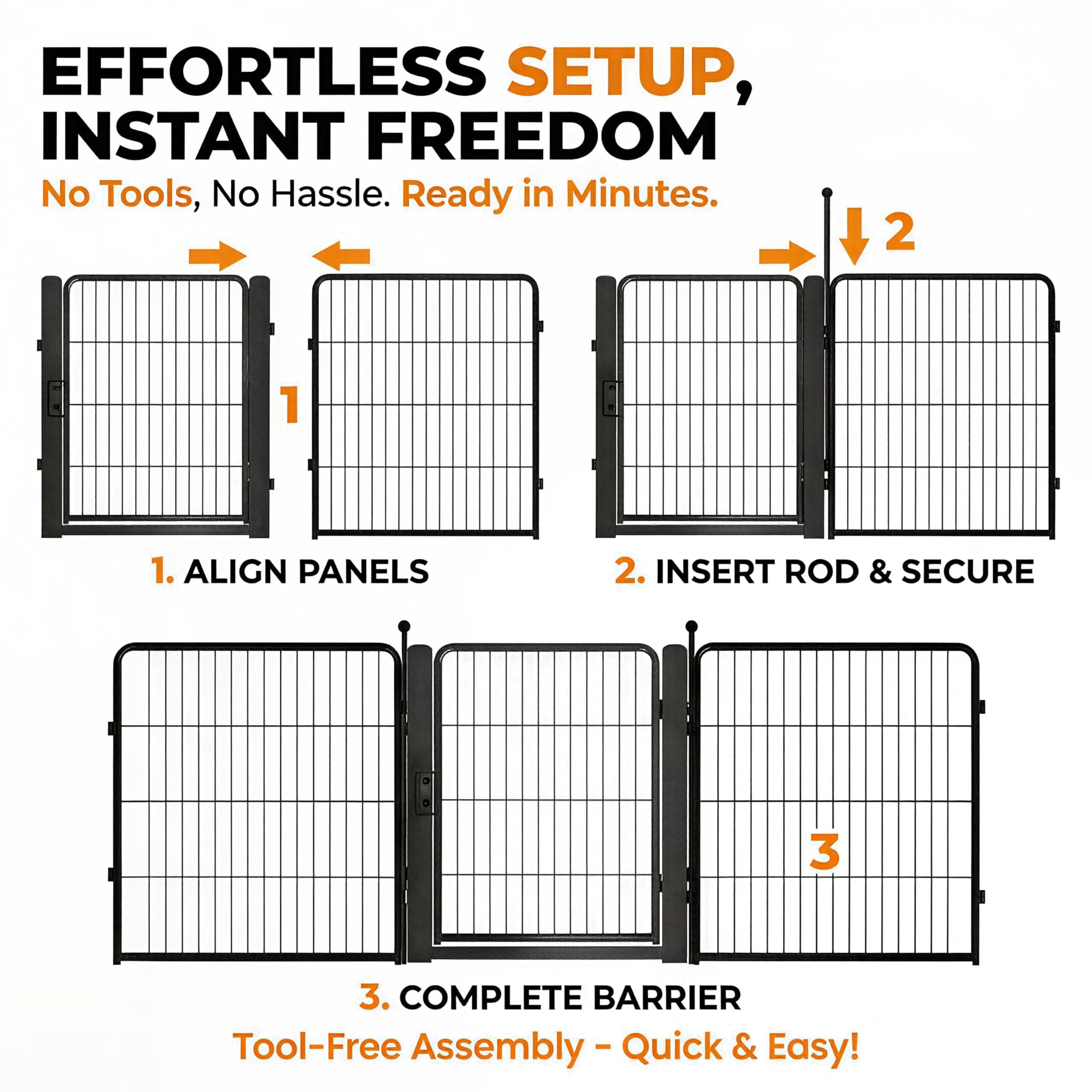 Dog Playpen for Small/Medium Dogs - 32 inch 8 Panels Heavy Duty Metal Puppy Fence Outdoor Indoor with Door, Anti-Rust Foldable Puppy Pen Pet Enclosure, Portable Exercise Kennel for Camping, Yard, RV Retail $89.00