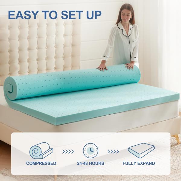 Inch Gel Infused Memory Foam Mattress Topper Twin XL Ventilated Soft Blue