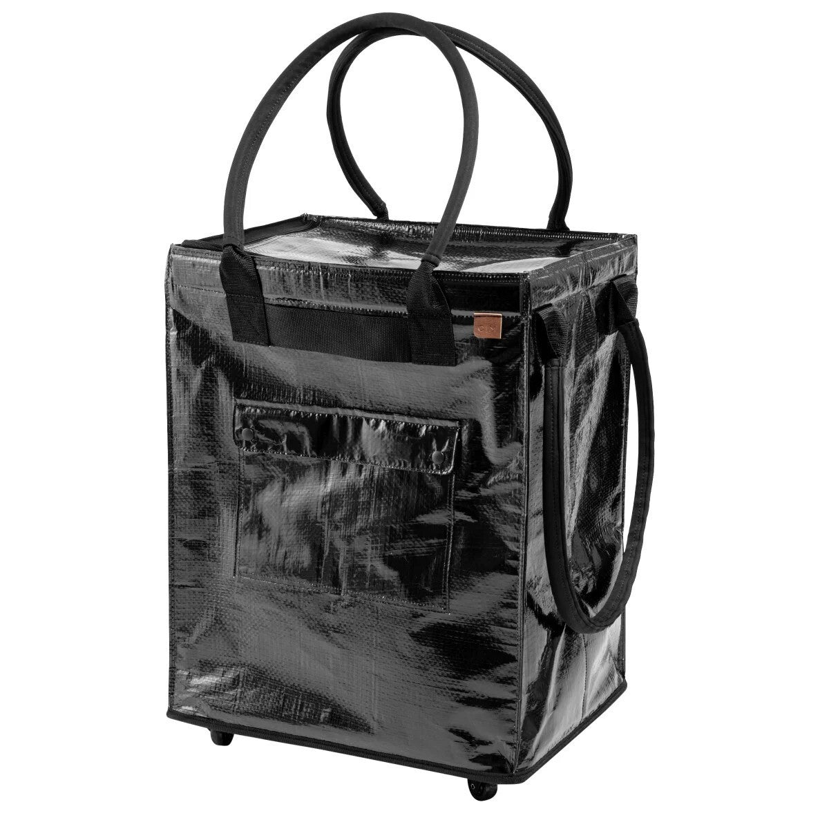 Black 90L Polypropylene Modern Rectangle Rolling Hauler Bag Laundry Hamper 24x18x14in
