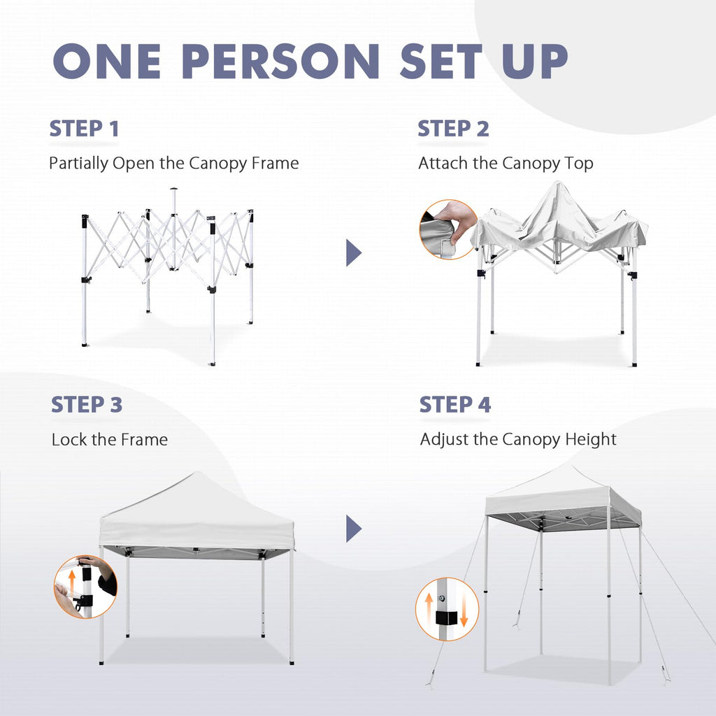 INTER HUT 5x5 Pop Up Canopy Tent, Instant Portable Beach Canopy, Outdoor Tent with Carry Bag for Camping, Sports, Tailgating, Events, White Retail $99.00