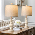 Open-Box New BOBOMOMO Tradition Rustic 20.5 Table Lamp Set of 2 with Linen Shade - Antique White.