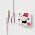 -Port Wall Charger with 6 Lightning to USB-C Cable Floral